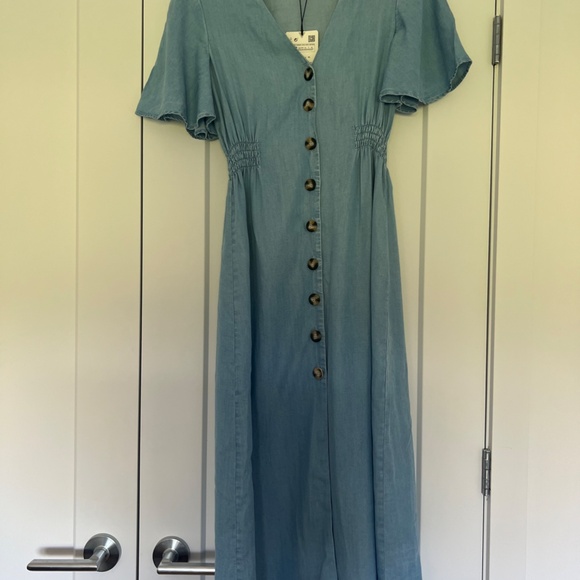 Zara tencel chambray denim button front midi dress - XS - Picture 3 of 3